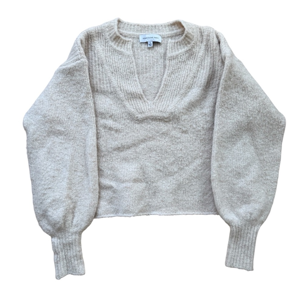 Something Navy Oatmeal V-Neck Sweater